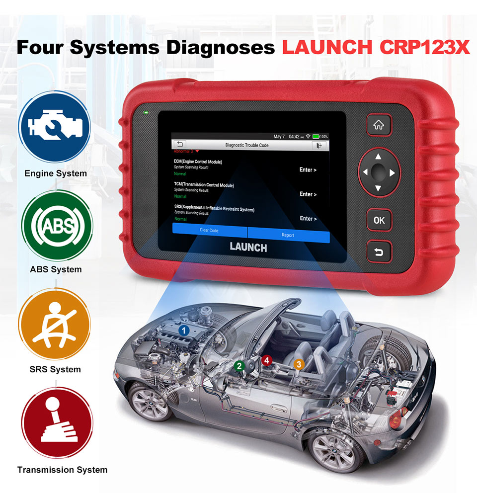 LAUNCH CRP123X Auto OBD2 Scanner ABS SRS Code Reader Oil SAS Car Diagnostic  Tool 756029666634
