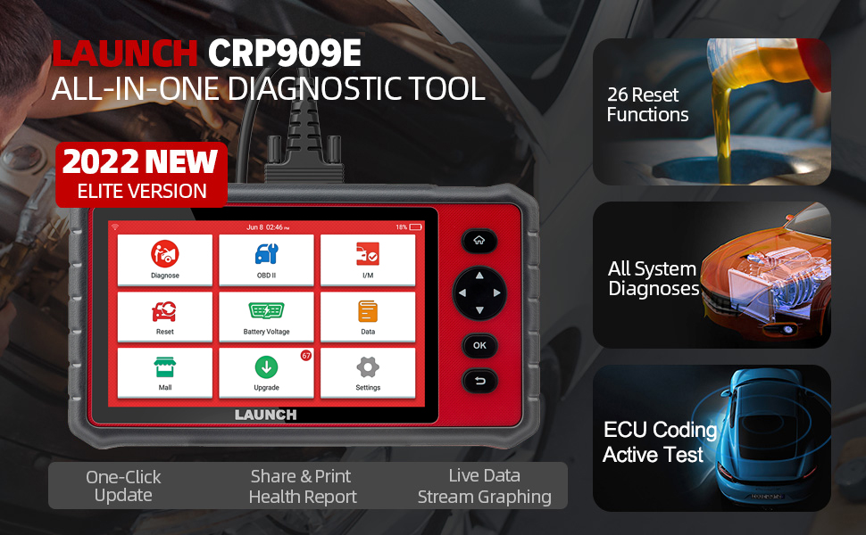 Newest Launch X431 PRO ELITE Full System Auto Diagnostic Tools CAN FD  Active Tester