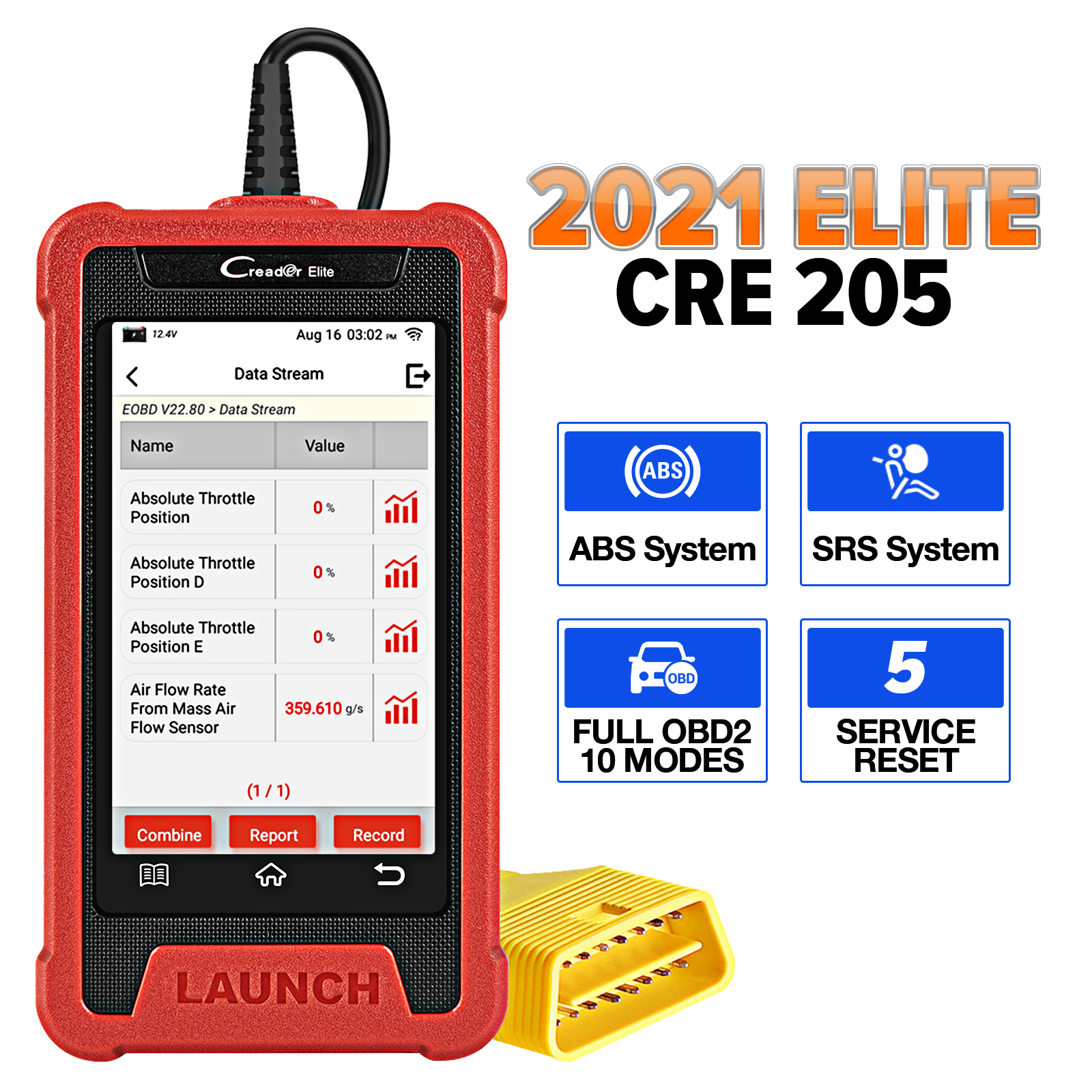 LAUNCH X431 CRE205 OBD2 Diagnostic Tool Work ABS Airbag SRS System EPB Oil TPMS SAS 16 Reset Services