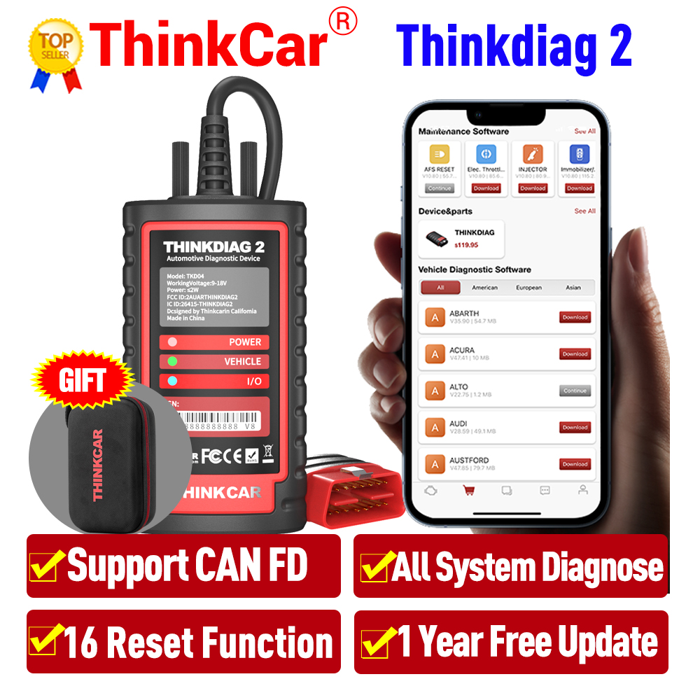 Thinkcar ThinkDiag 2 support CAN FD ECU Coding Active Test ALL software 1 Year Free Update