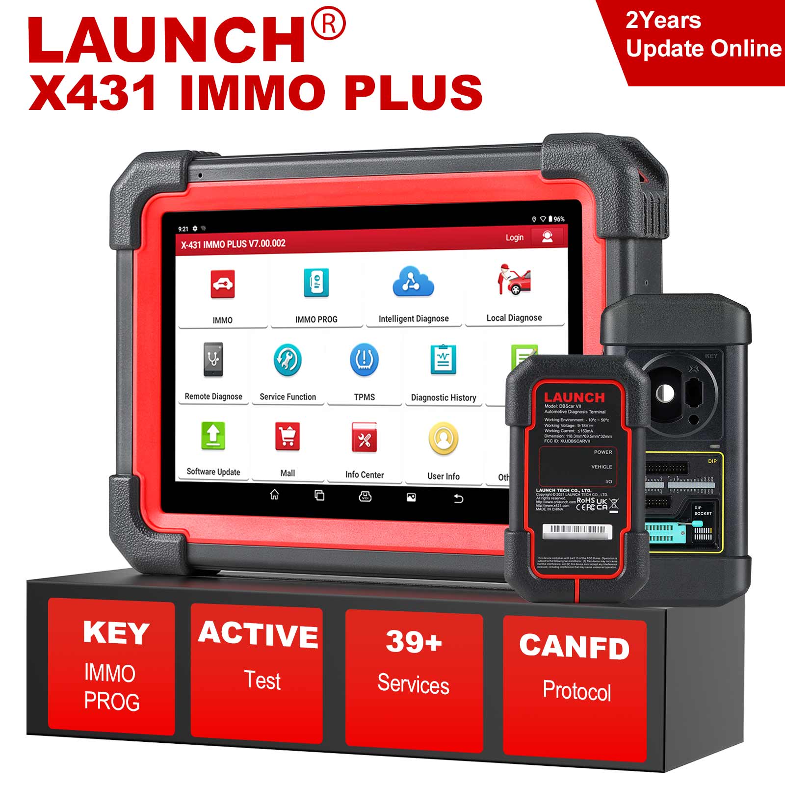 2024 Launch X431 IMMO Plus Key Programmer 3-in-1 IMMO Clone Diagnostics Functions Global Version