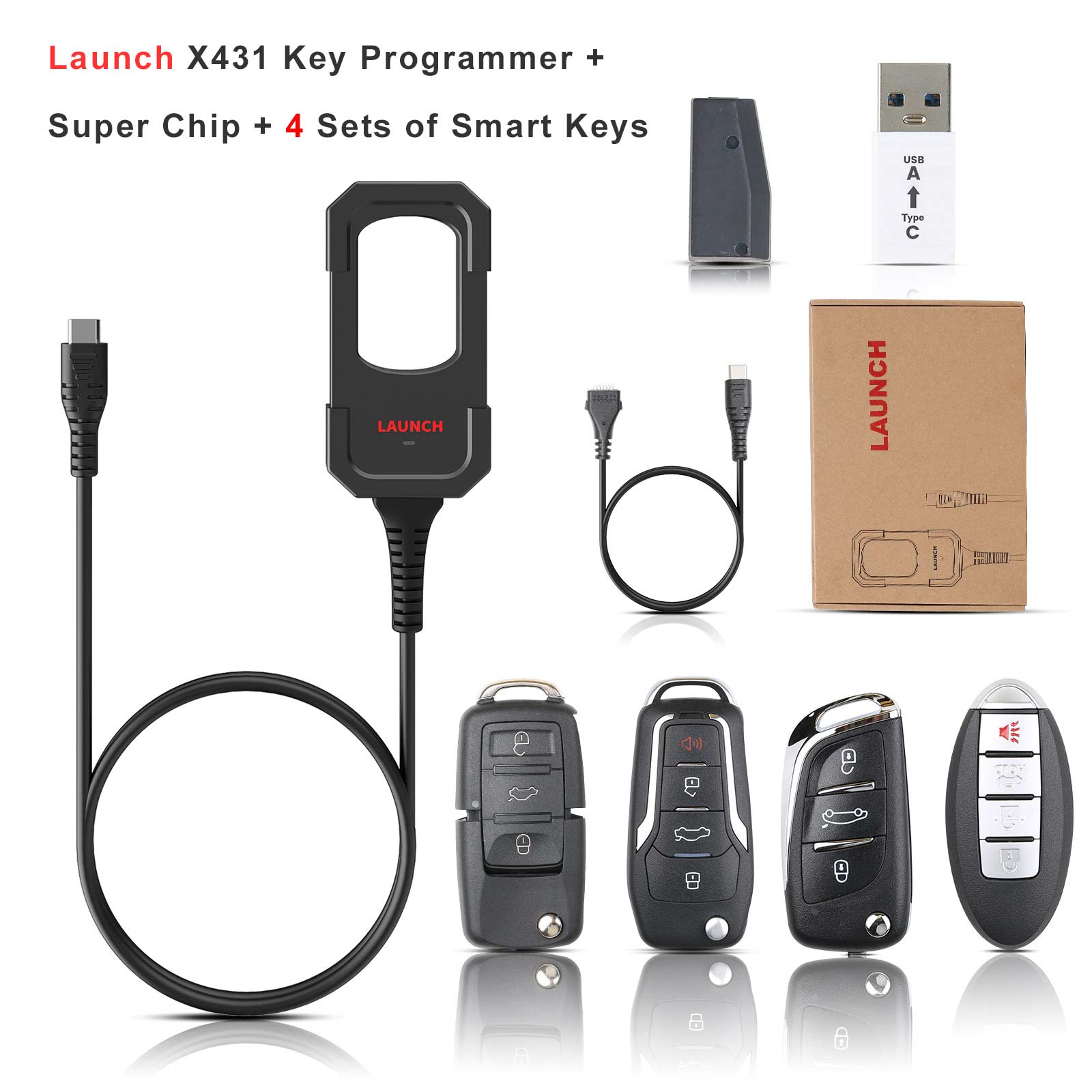 Launch X431 IMMO Key Programmer Remote Maker Kit for Remote & Chip Generation with 10pcs Super Chip