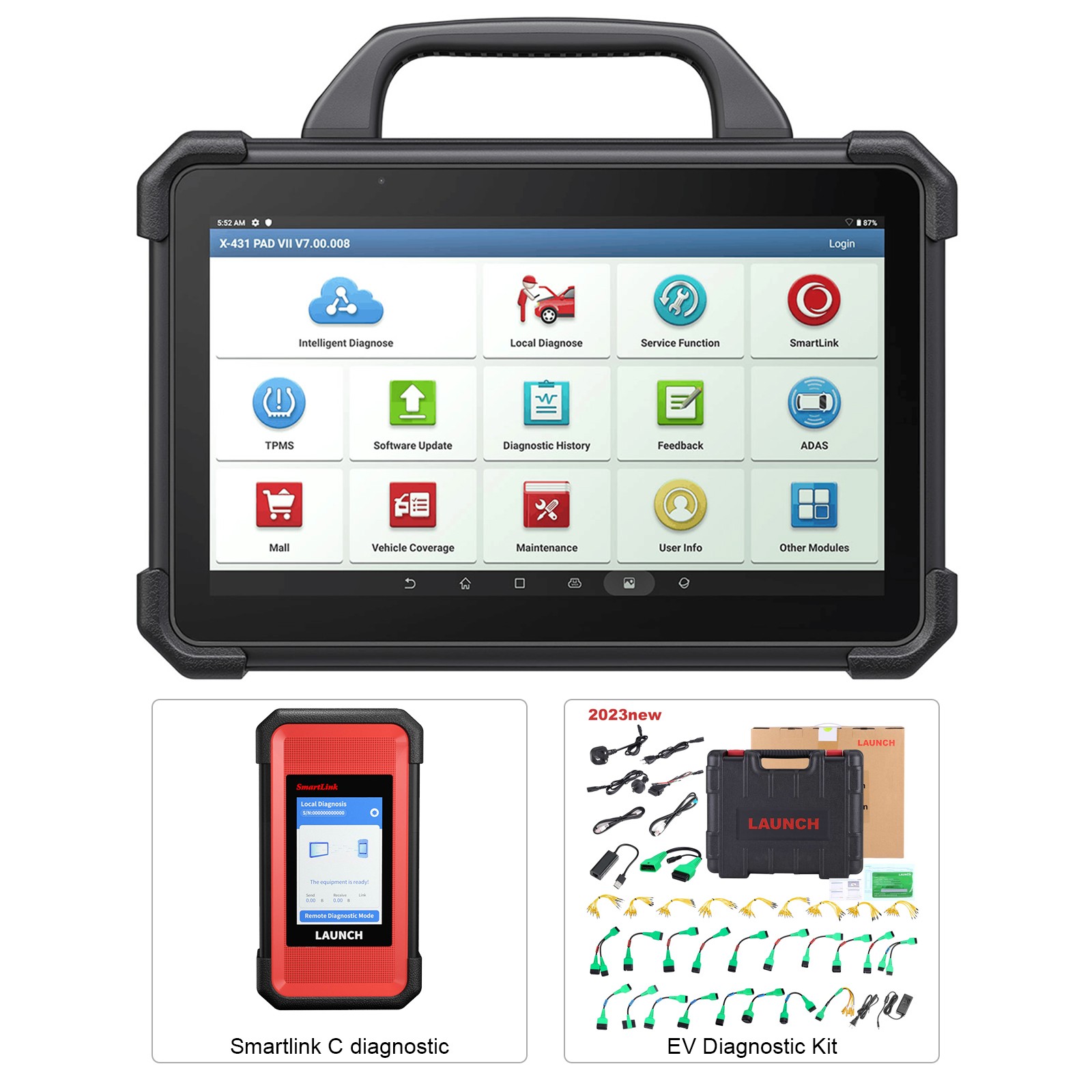 Launch X-431 PAD VII PAD 7 Elite Automotive Diagnostic Tool plus X431 EV Diagnostic Upgrade Kit with Card Supports New Energy Battery Diagnostics