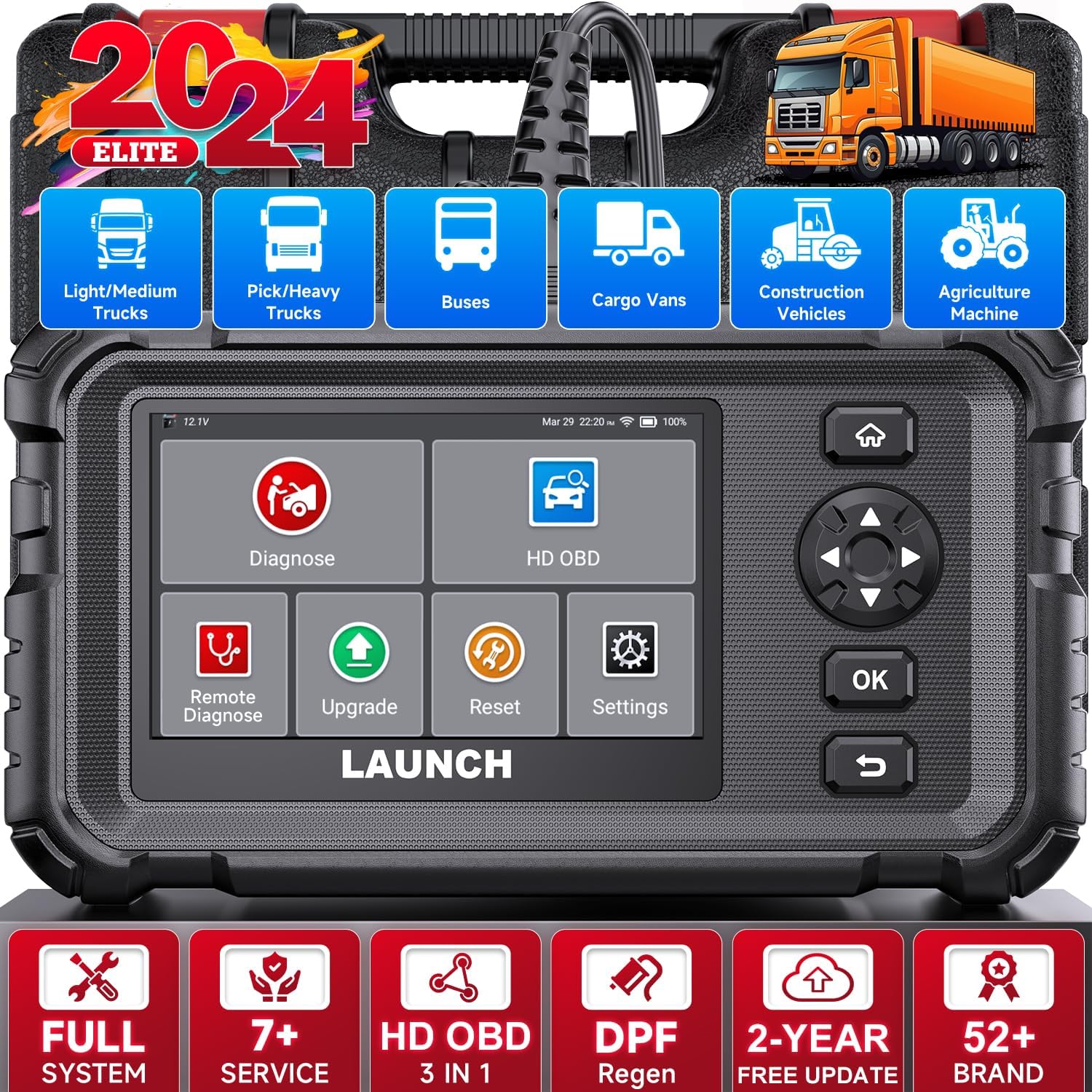 LAUNCH CRP129 HD Elite 24V Heavy Duty Truck All Systems Diagnostic ...