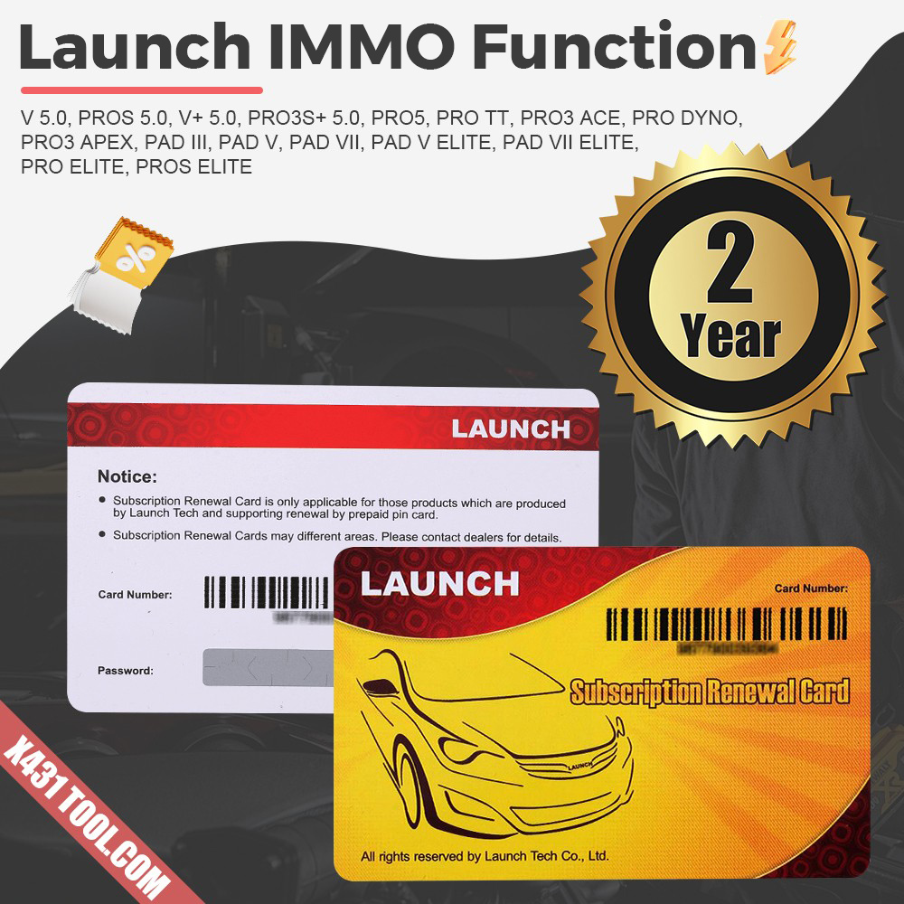 Launch IMMO Function Authorization for LAUNCH X-431 PAD VII Elite/ PRO5 with 2 Years Update Time